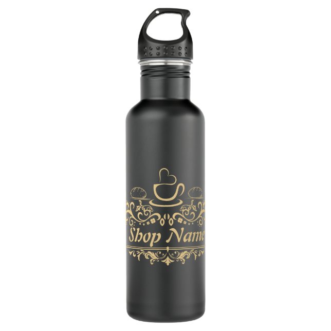 Modern coffee cafe Bakery welcome custom Logo name 710 Ml Water Bottle (Front)