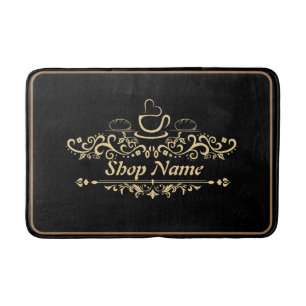 Modern coffee cafe Bakery welcome custom Logo name Bath Mat