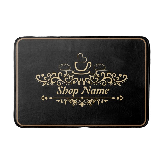 Modern coffee cafe Bakery welcome custom Logo name Bath Mat (Front)