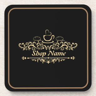 Modern coffee cafe Bakery welcome custom Logo name Coaster