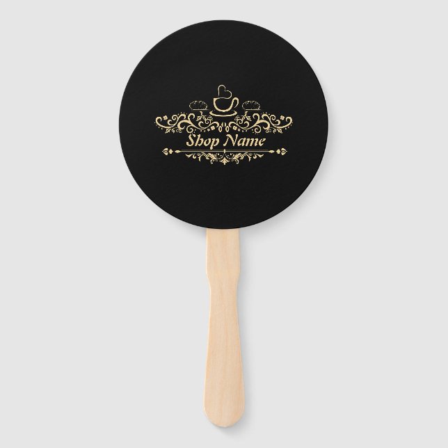 Modern coffee cafe Bakery welcome custom Logo name Hand Fan (Front)