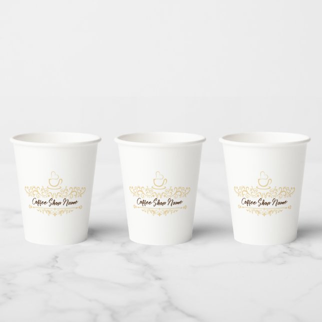 Modern coffee cafe Bakery welcome custom Logo name Paper Cups (Multi)