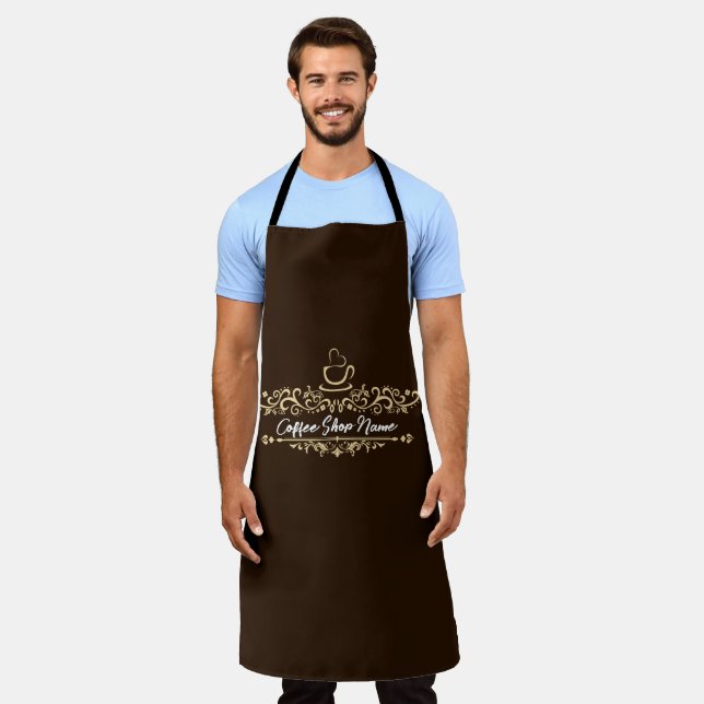 Modern Coffee cafe shop welcome Personalise name Apron (Worn)