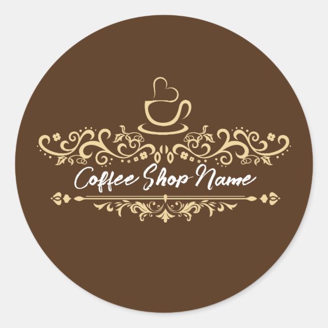 Modern Coffee cafe shop welcome Personalise name Classic Round Sticker (Front)