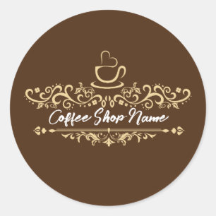 Modern Coffee cafe shop welcome Personalize name Classic Round Sticker