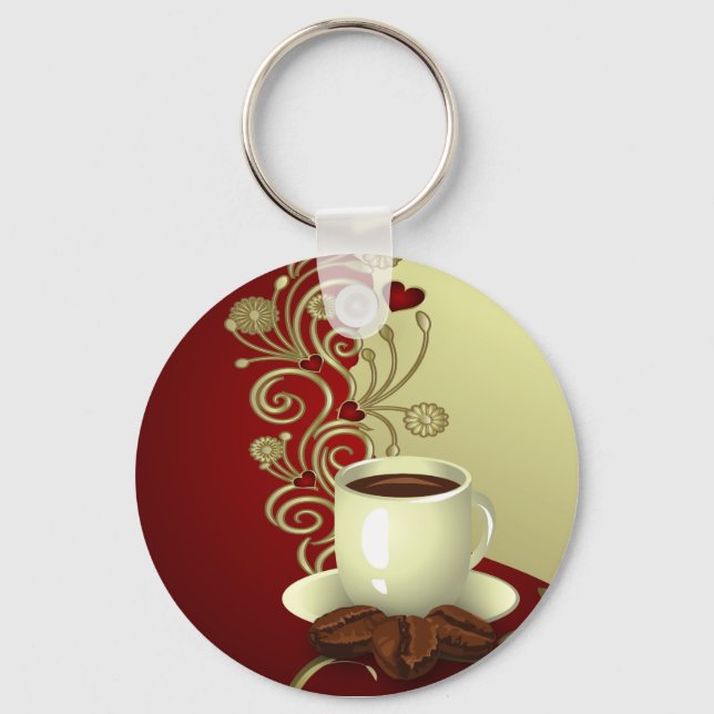 Modern Coffee Lover Key Ring (Front)