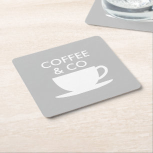 Modern coffee shop business logo template custom square paper coaster