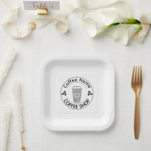 Modern Coffee Shop Café tea Bar Custom Barista Paper Plate