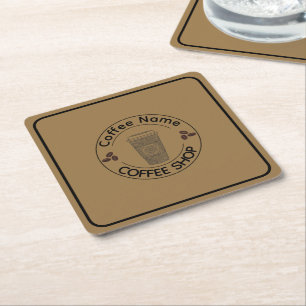 Modern Coffee Shop Café tea Bar Custom Barista  Square Paper Coaster