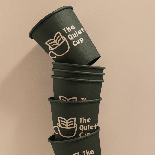 Modern Coffee Shop l Professional Logo Sage Green  Paper Cups (Creator Uploaded)