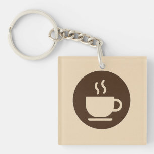 ☕ Modern Coffee Shop Loyalty & Business Card Key Ring