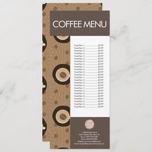 Modern Coffee Shop Pattern Menu (Front/Back)