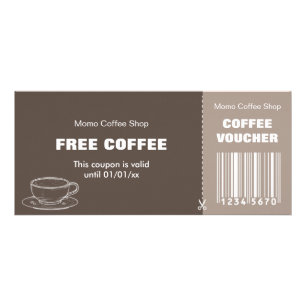 Modern Coffee Shop Voucher Card with Barcode