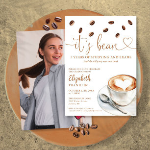 Modern Coffee Themed Graduation Party Photo Invitation