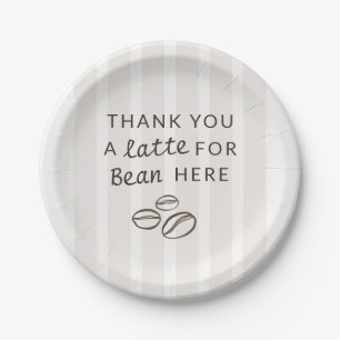 Modern Coffee Themed Stripes Baby Shower Paper Plate