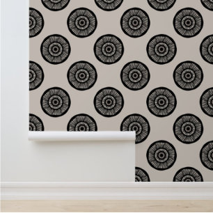 Modern Coin Pattern Mocha Brown Taupe Wallpaper