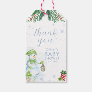 Modern Cold Outside Floral Snowman Baby Shower  Gift Tags