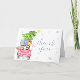 Modern Cold Outside Reindeer Bear Baby Shower Thank You Card