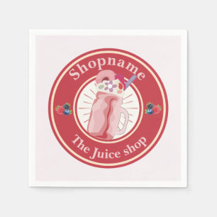 Modern Cold Smoothies fruit Juice shop staff name Napkin