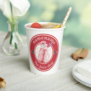 Modern Cold Smoothies fruit  Juice shop staff name Paper Cups
