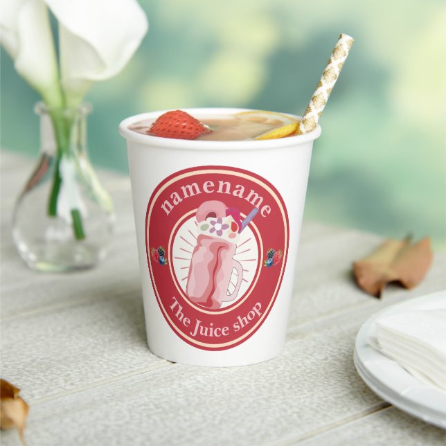 Modern Cold Smoothies fruit  Juice shop staff name Paper Cups (Insitu)