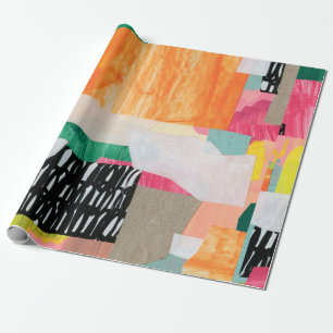 Modern collage art. Mixed media on canvas. Colorfu Wrapping Paper