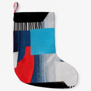 Modern collage art. Mixed media on canvas. Geometr Small Christmas Stocking