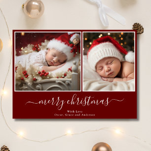 Modern Collage Baby's Merry christmas Photo Holiday Card