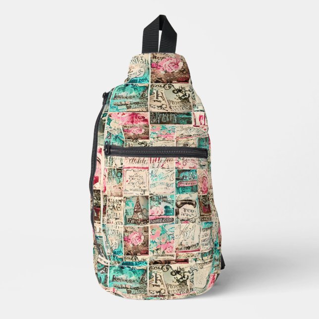 Modern collage background Retro illustrations Sling Bag (Front)