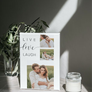 Modern Collage Couple Photo & Live Love Laugh Gift Canvas Print