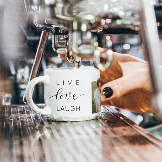 Modern Collage Couple Photo & Live Love Laugh Gift Espresso Cup (Creator Uploaded)