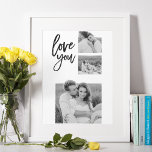 Modern Collage Couple Photo & Love You Beauty Gift Poster<br><div class="desc">Modern Collage Couple Photo & Love You Beauty Gift</div>