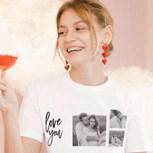 Modern Collage Couple Photo & Love You Beauty Gift T-Shirt