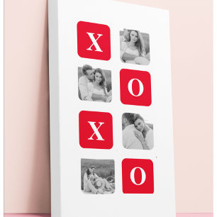 Modern Collage Couple Photo & Red XOXO Canvas Print