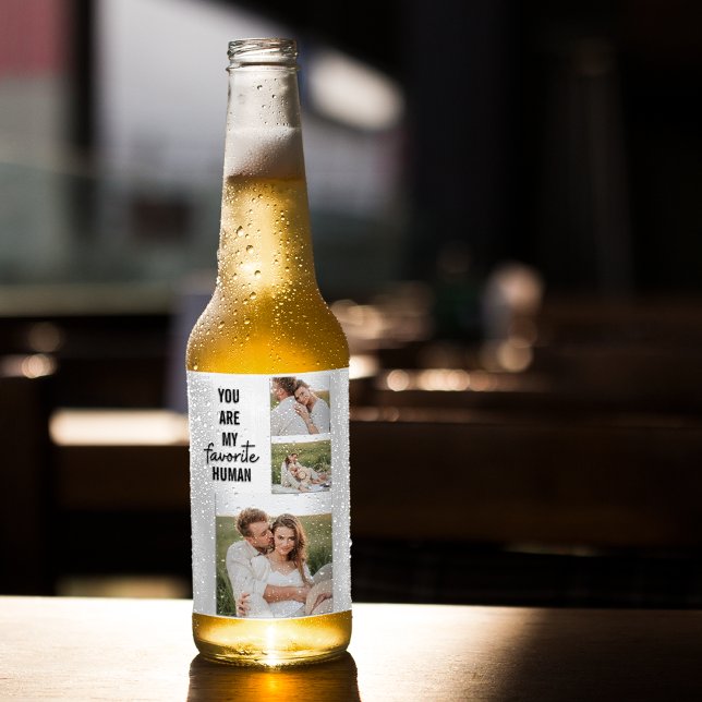 Modern Collage Couple Photo & Romantic Love Quote Beer Bottle Label (Creator Uploaded)