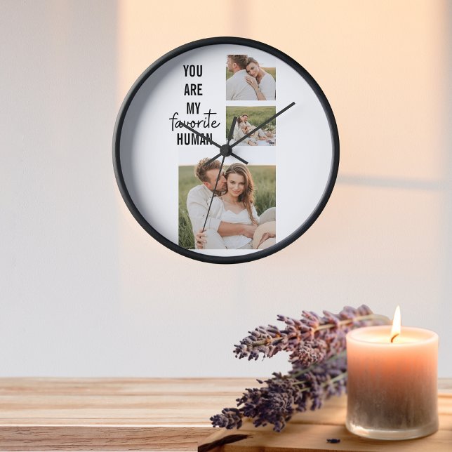 Modern Collage Couple Photo & Romantic Love Quote Clock (Creator Uploaded)