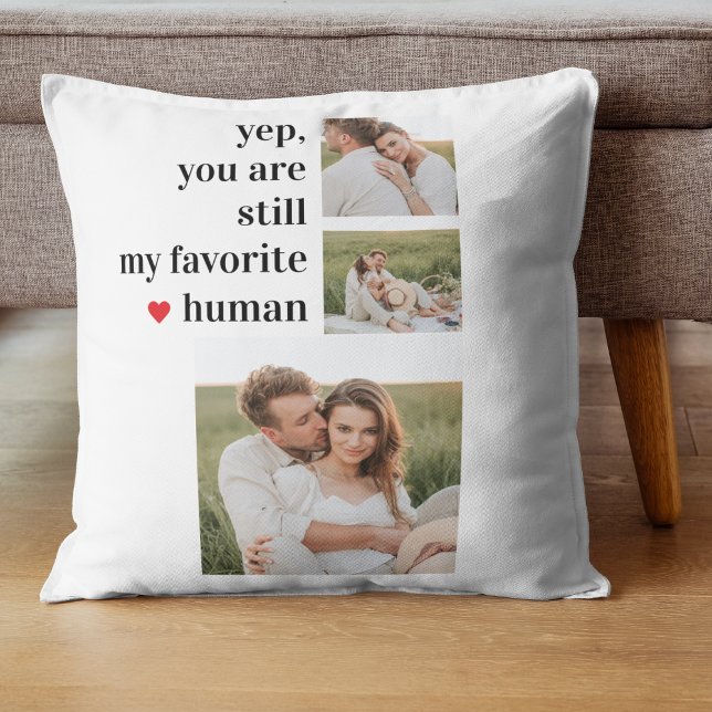 Modern Collage Couple Photo Romantic Quote Cushion (Creator Uploaded)