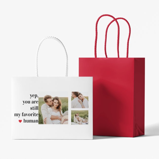 Modern Collage Couple Photo Romantic Quote Large Gift Bag (Creator Uploaded)