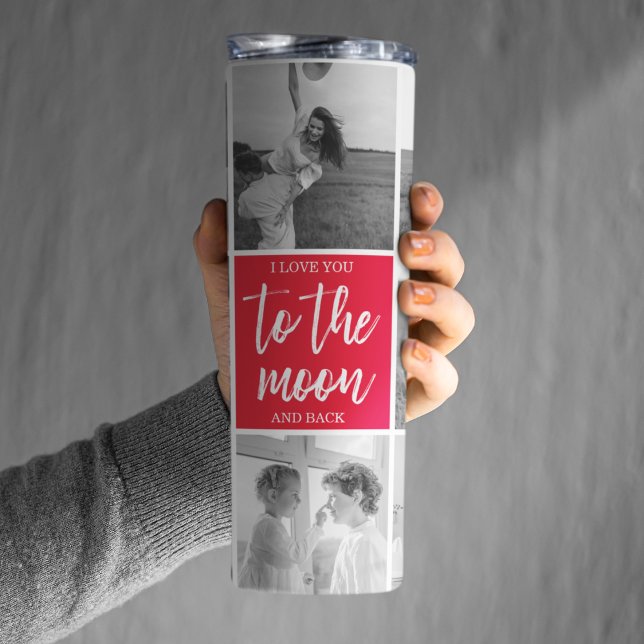 Modern Collage Couple Photo & To The Moon Quote Thermal Tumbler (Creator Uploaded)