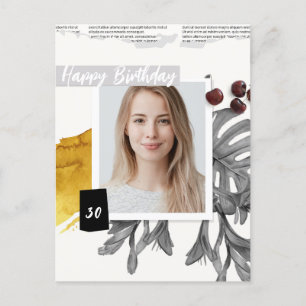 Modern Collage Custom Photo 30 Birthday Postcard