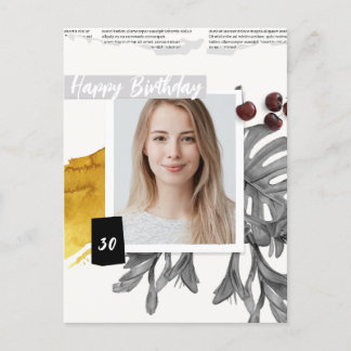 Modern Collage Custom Photo 30 Birthday Postcard