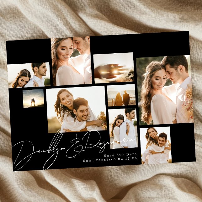 Modern Collage Customisable Qr Code Multi Photo Save The Date (Creator Uploaded)