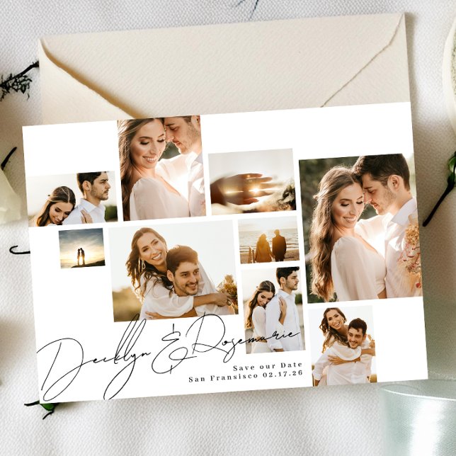 Modern Collage Customisable Qr Code Multi Photo Save The Date (Creator Uploaded)