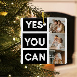 Modern Collage Family Photo & Motivation Quote Ceramic Ornament<br><div class="desc">Modern Collage Family Photo & Motivation Quote</div>