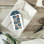 Modern Collage Fathers Photo & Green Daddy Gifts Gift Tags<br><div class="desc">A modern collage fathers photo is a personalised gift that combines multiple photos of a father or father figure in a creative and stylish manner. It involves selecting several meaningful pictures and arranging them in a collage format, often with overlapping or grid-like designs. The photos can feature different moments or...</div>