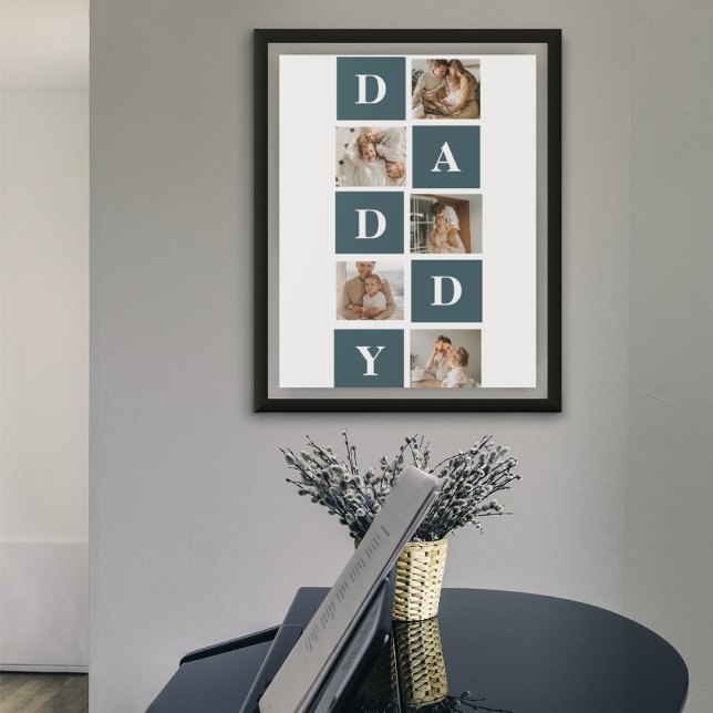 Modern Collage Fathers Photo & Green Daddy Gifts Poster (Creator Uploaded)