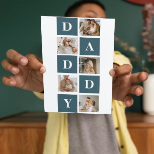 Modern Collage Fathers Photo & Green Daddy Gifts Thank You Card