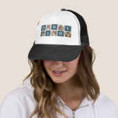 Modern Collage Fathers Photo & Green Daddy Gifts Trucker Hat (In Situ)