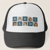 Modern Collage Fathers Photo & Green Daddy Gifts Trucker Hat (Front)