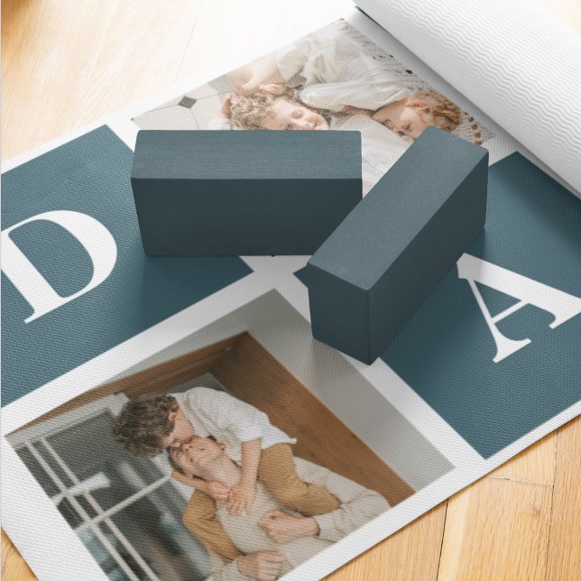 Modern Collage Fathers Photo & Green Daddy Gifts Yoga Mat (Creator Uploaded)